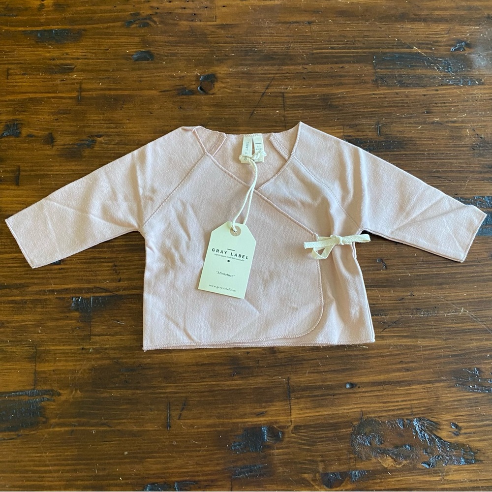 NWT Gray Label Crossover Top Tie Enclosure In VTG Pink Baby Cardigan 1-3 Months